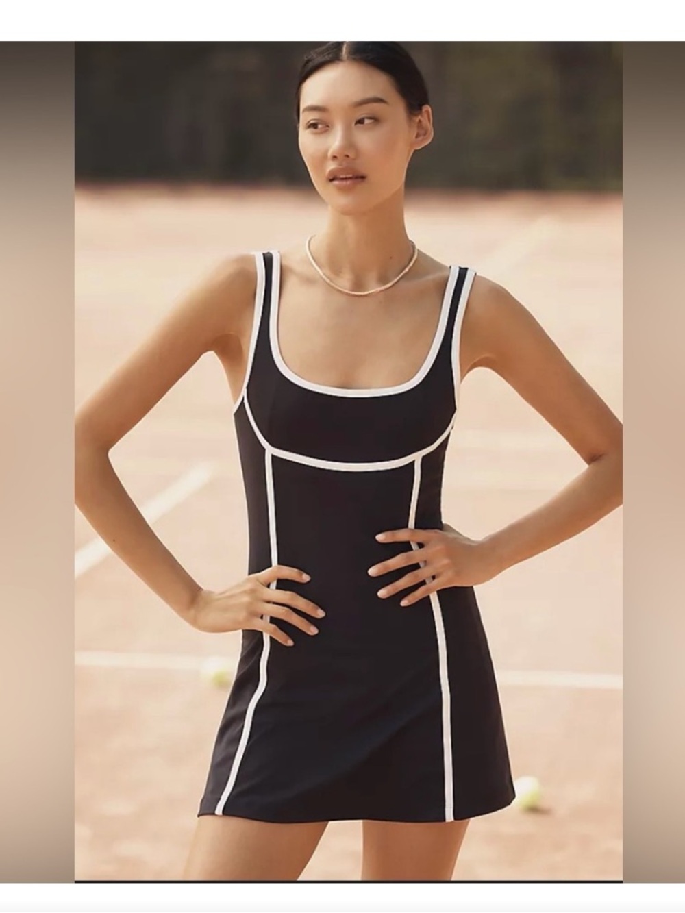 Anthropologie Daily Practice Piped Mini Dress Black with White